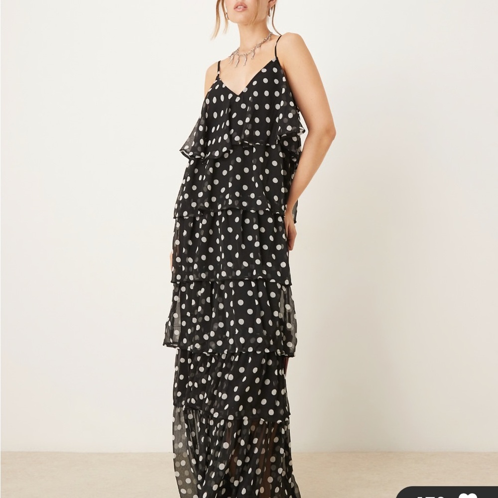 ASOS Polka Dot Tiered Maxi Dress